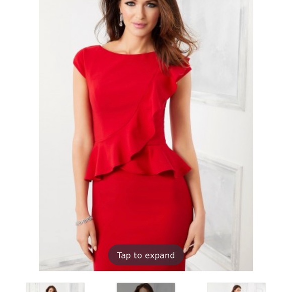 Black Mori Lee 72307 Peplum Top Dress for sale. Never been worn & tags attached - Picture 4 of 4